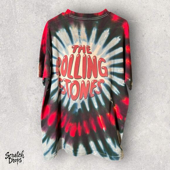 Vintage Fruit of the Loom Rolling Stones Tie-Dye T-Shirt Size XL Retro Band Tee - Picture 6 of 7